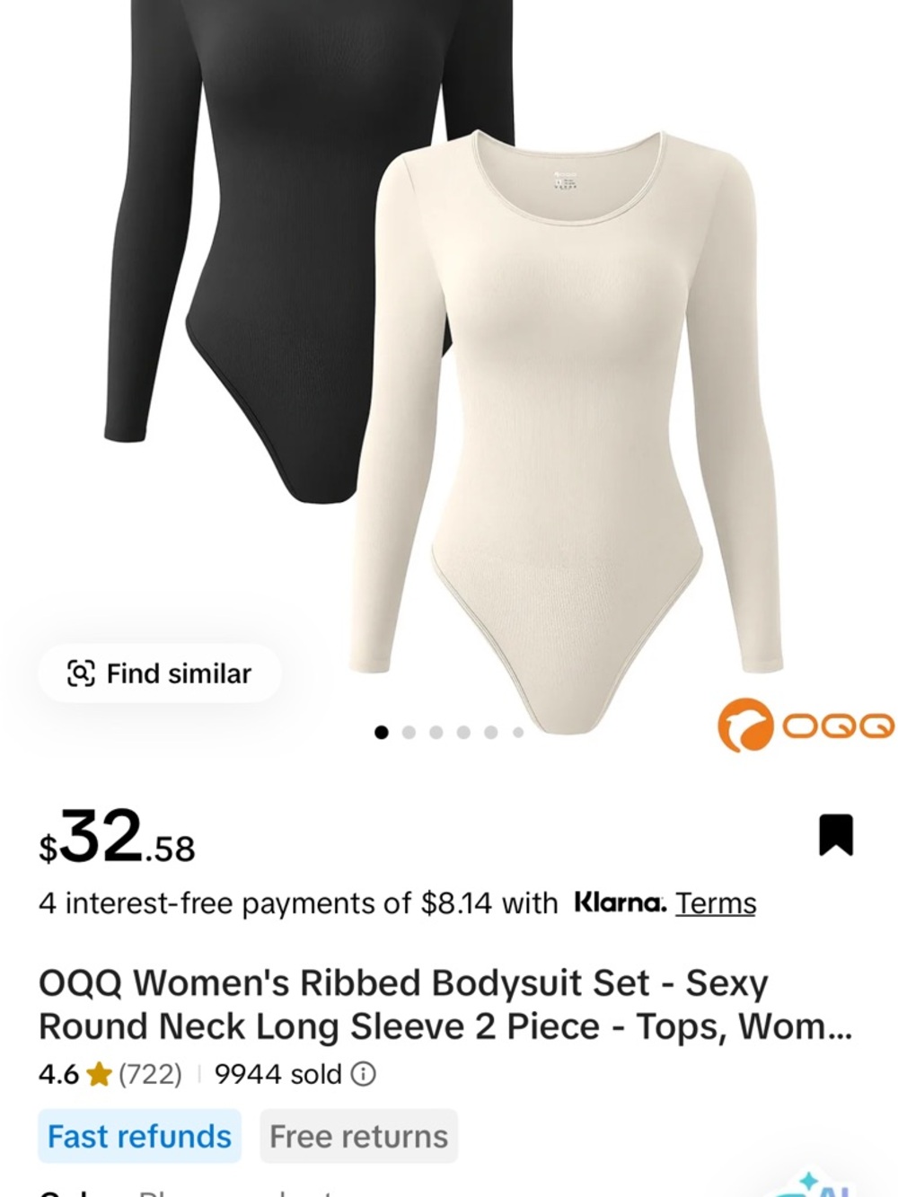 Women’s Ribbed Long Sleeve Bodysuit - Cream and Black